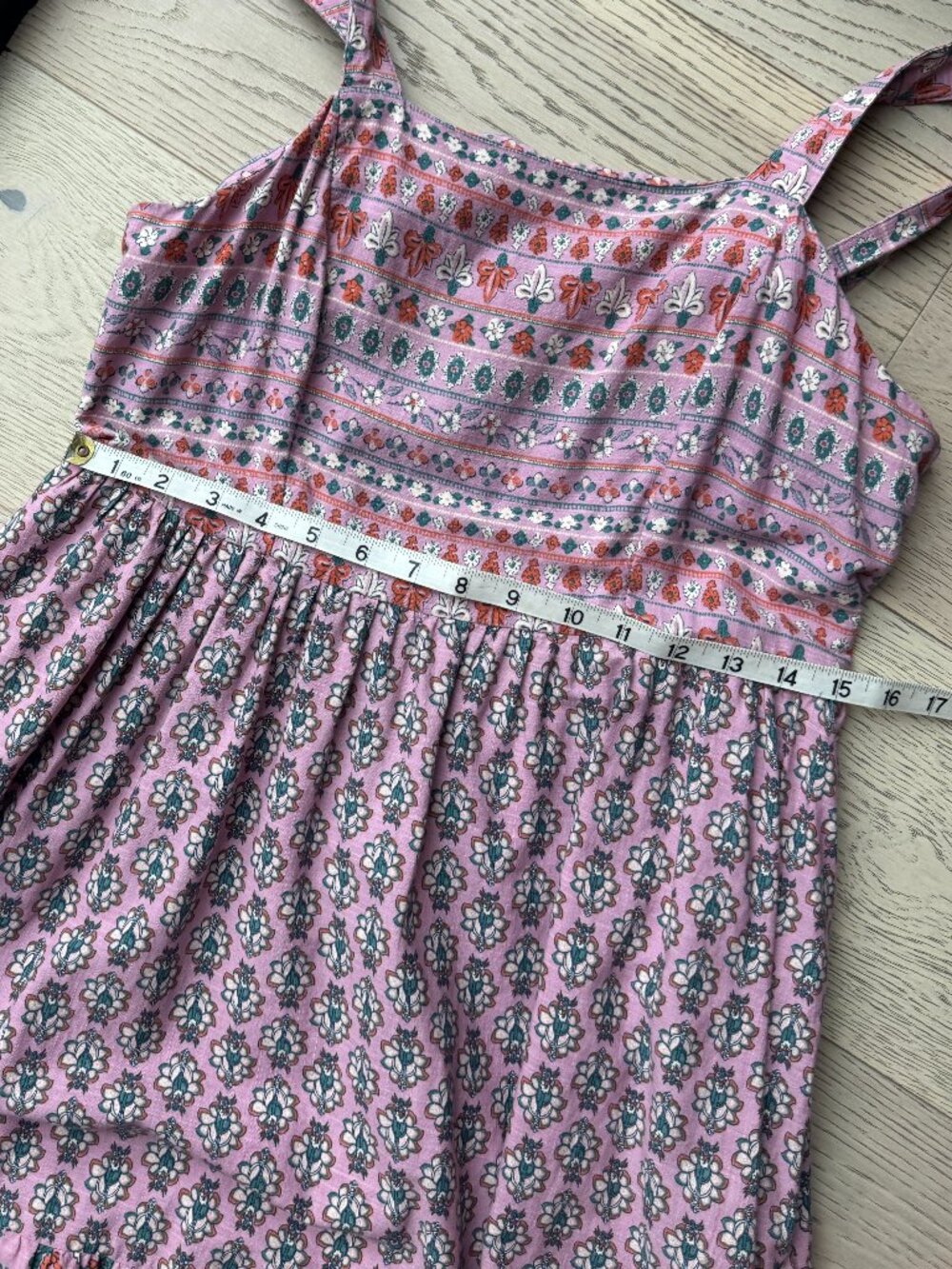 Knox Rose Paisley Floral Tiered Smocked-Back Peasant Maxi Dress M Medium - Picture 12 of 14